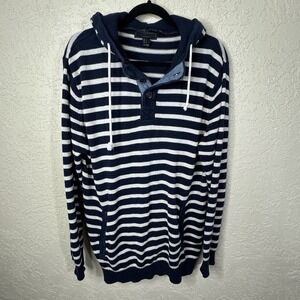 21 Men Nautical Striped Sweater Hoodie Oversized Small Fisherman Coastal Preppy